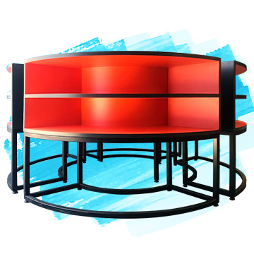Mueble de exhibición comercial rojo para tiendas departamentales | DIEMSA MR