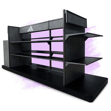 Mueble de exhibición comercial negro para tiendas departamentales | DIEMSA MR