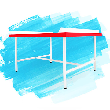 Mesa de corte blanca con rojo | DIEMSA MR